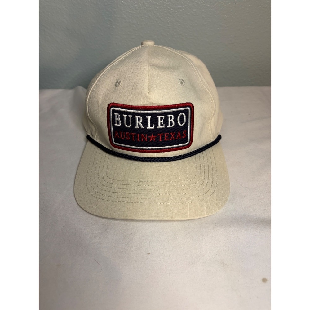 Burlebo Austin Texas Snapback Hat Cream Navy Rope Trucker Cap Adjustable Mens